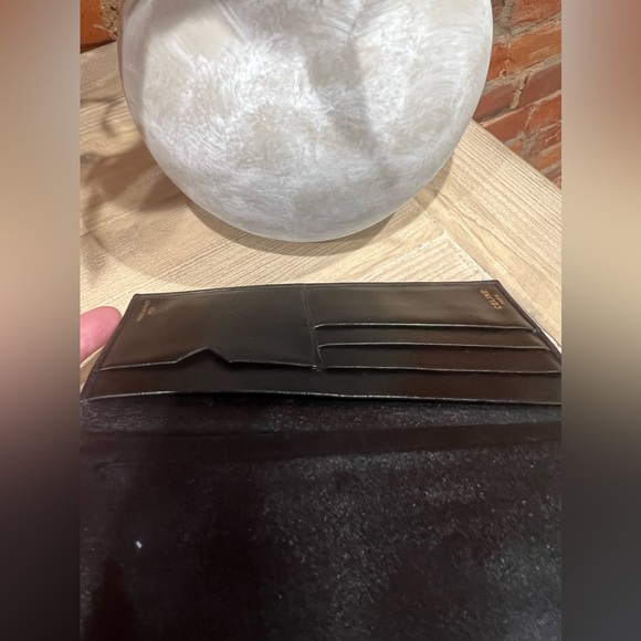 CELINE Black & Gold Leather Embossed Signature Macadam Design Slim Long Wallet - Picture 12 of 14